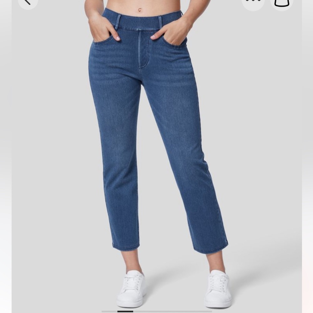 Halara Flex Mid Rise Multiple Pockets Straight Leg Washed Stretch Knit Jeans NWT